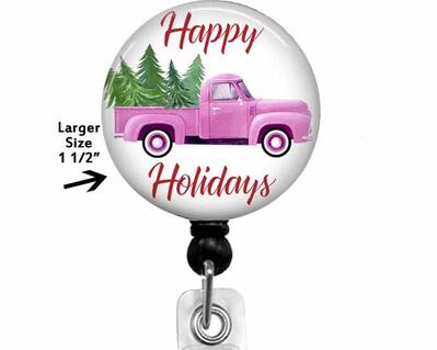 Pink truck with Christmas Trees
