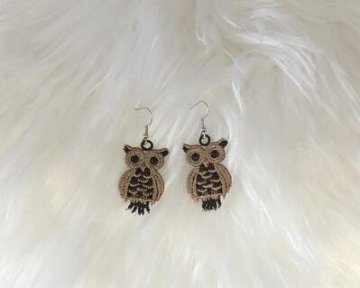 Embroidered Owl Earrings
