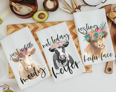 Funny cow kitchen towels