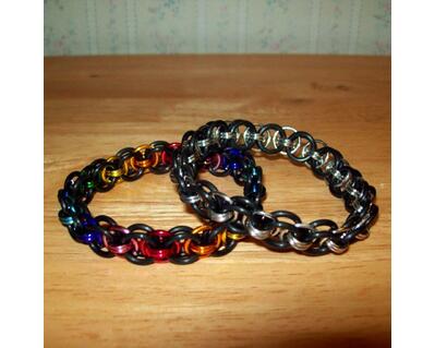 Chainmaille Helm Weave Bracelet, Stretch, Assorted Colors