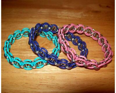 Chainmaille Helm Weave Bracelet, Stretch, Assorted Pastel Colors