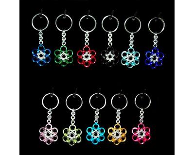 Chainmaille Flower Keychain, Japanese 12 in 1 Style