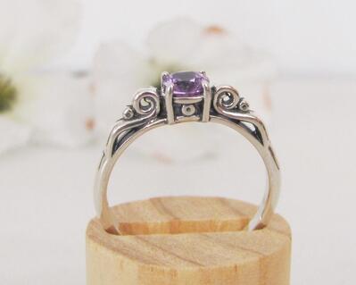 Color Change Alexandrite Scroll Ring in Sterling Silver