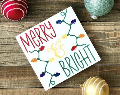 Merry & Bright Christmas Holiday Sign