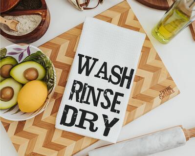 Wash rinse dry kitchen towel