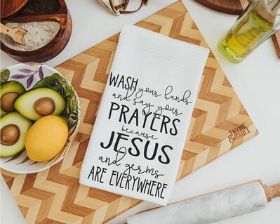 Wash your hands and say your prayers hand towels