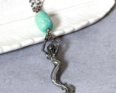 Pewter Mermaid Pendant Necklace