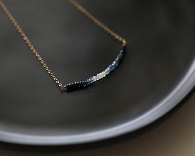 Ombre Sapphire Bead Bar Necklace