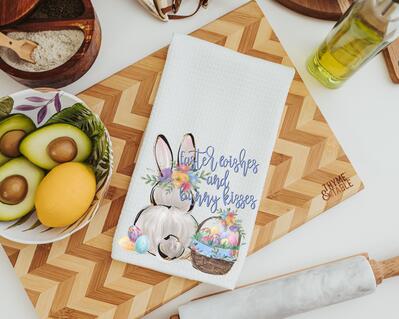 Easter wishes and bunny kisses towel