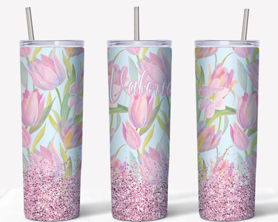 Pink Glitter Tulip Tumbler