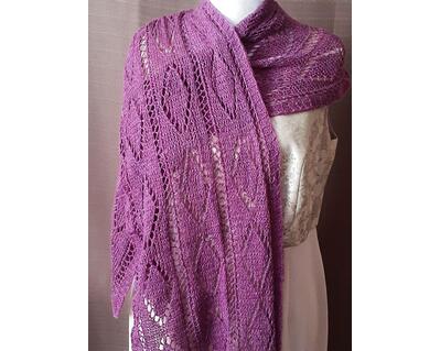 medium purple cashmere lace stole - crochet item ... front view