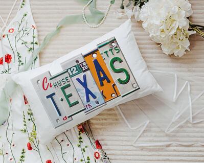 Custom license plate letters state pillow