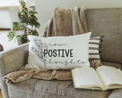 Grow positive thoughts throw pillow