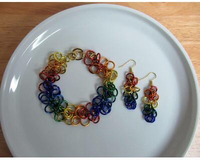 Chainmaille Shaggy Loops Bracelet and Earrings