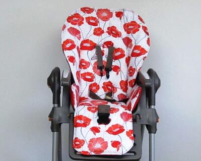 french red poppies highchair replacement pad
