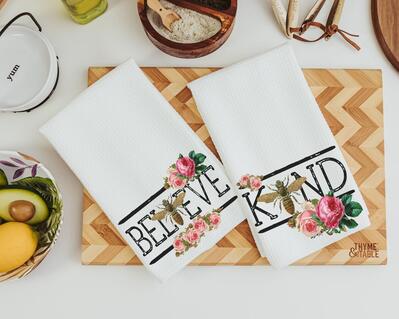 Floral bee hand towels