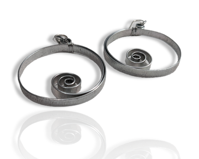 Large wide wire spiral Earrings by Bendi's