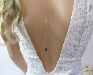 Blue Sapphire Back Necklace for the Bride