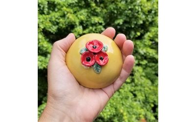 Spirit Rattle with Red Poppies Spirit Rattle with Red Poppies