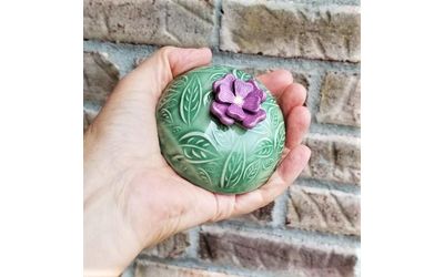 Spirit Rattle with Violet & Leaves Spirit Rattle with Violet & Leaves