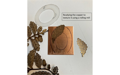 Adding texture to the copper before cutting into hoops Adding texture to the copper before cutting into hoops