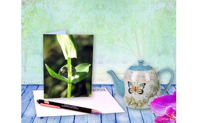 Atlas Holds Earth Clover with Dew Drop Greeting card