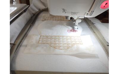coaster being embroidered