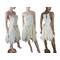 Knee length cream and white tattered dress.
Adjustable shoulder straps, very cute.