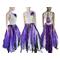 Purple and white reworked wedding dress. Lots of tulle and colors in the skirt with a lace up back and wedding bling on the bodice. One of a kind dress.