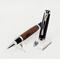 This Oxford Roller Ball pen with the Chrome and Black components accentuate the Bolivian Rosewood body of this pen