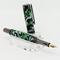​With its sleek, streamlined and elegant design, this fountain pen will make a gift of enduring beauty. This is perfect for those with smaller hands as it is slightly smaller than most rollerball and fountain pens. Posts on both ends with smooth multi entry thread style on cap end and a press fit on the back end. Includes Black ink cartridge, fountain pen ink refill pump and quality German Iridium nib. The body of the pen represents the celebrated football team, the Seahawks. A treasure and 12th man. The pen comes a gift box.