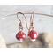 Glass Mushroom Red Amanita Copper Earrings