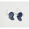 Tiny Deep Blue Enameled Copper Disc Dangle Earrings