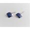 small square copper enamel dangle earrings cobalt blue