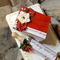 Merry Christmas Tray Set Book Stack with Poinsettias