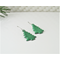 green copper enamel tree shaped dangle earrings 5/8" wide x 1-7/16" total length