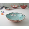aqua copper enamel bowl with opal and amethyst beads
