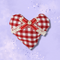 Red and white check heart pillow with lacey and red bow
