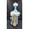 Side view of Light Blue and Grey Lady Gnome Wine Bottle Decoration with Winter Accents