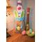 Full front view of Purple Easter Bunny Wine Bottle Gnome with Green Ears
