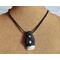 White Jingle Shell and Freshwater Pearl Black Polymer Clay Pendant