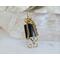 Black Tourmaline and Brass Monogram Pendant