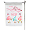 Spring garden flag featuring gnomes and a cherry blossom branch