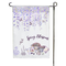 White and purple garden flag with wisteria and spring blossoms