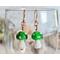Green Glass Mushroom Copper Earrings