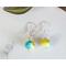 Blue and Yellow Alcohol Ink Watercolor Sterling Silver Earrings