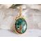 Malachite Gold Sterling Silver Wire Wrapped Gemstone Pendant
