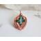 Freshwater Pearl, Blister Pearl and Malachite Copper Wire Wrapped Gemstone Pendant