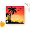 Paradise Awaits Sign, Sunrise Sunset Theme Tropical Palm Trees with real shells