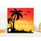 Paradise Awaits Sign, Sunrise Sunset Theme Tropical Palm Trees with real shells